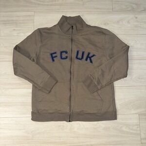 FCUK Sweater Womens Size XXL Brown French Connections UK Vintage Y2K Zip Up 00s